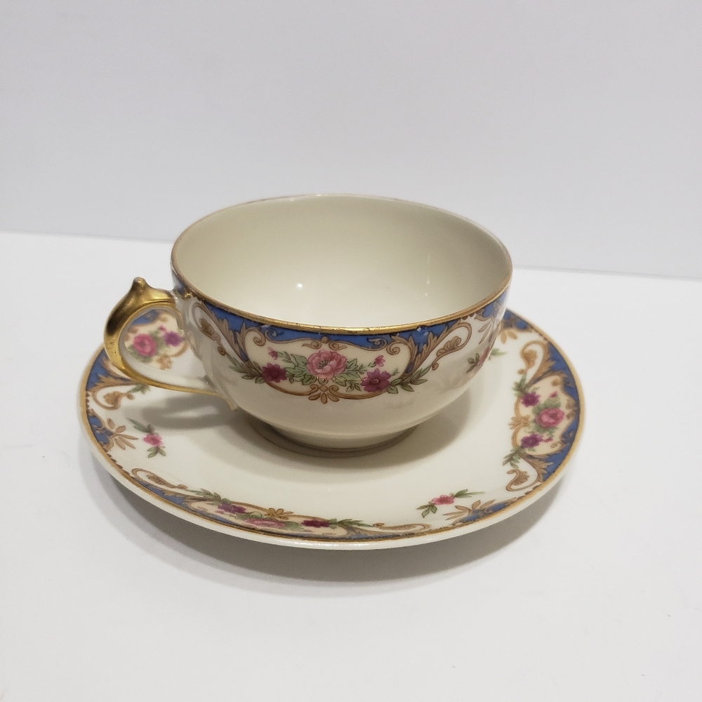 Antique Haviland Limonges CH Field Finest French Ivory China Tea Cup and Saucer